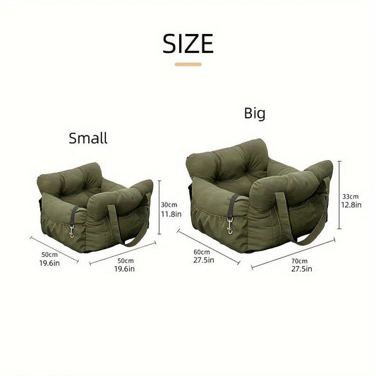 Dog Car Seat with Safety Belt — Non-Slip Travel Bed