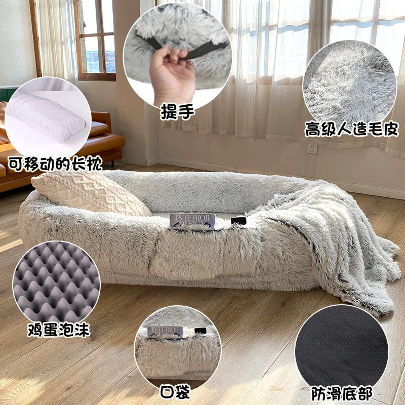 Luxurious Modern Round Plush Pet Kennel Winter Warm Sponge Mattress Dog Bed With Fashion Cartoon Print For Pet Supplies