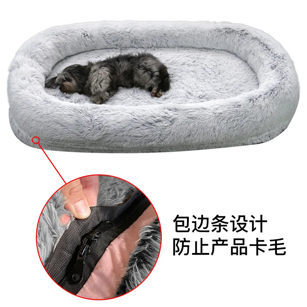 Luxurious Modern Round Plush Pet Kennel Winter Warm Sponge Mattress Dog Bed With Fashion Cartoon Print For Pet Supplies