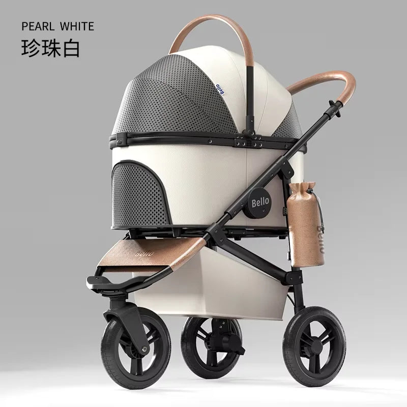 Luxury 3 Wheel Pet Stroller Detachable Carrier Dog Cat Carrier Outdoor Travel Trolley
