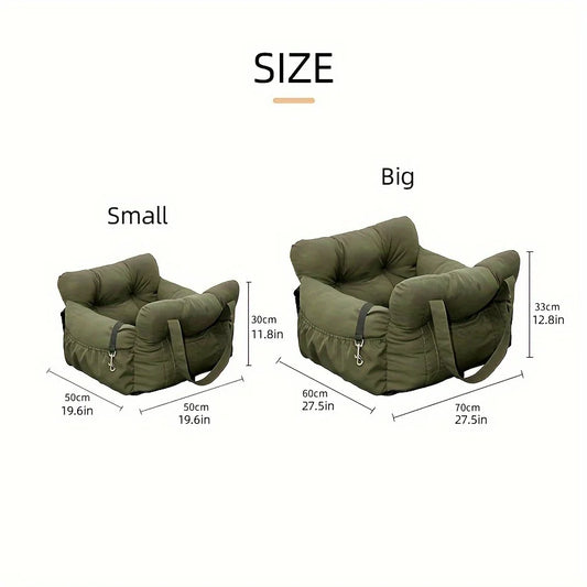 Dog Car Seat with Safety Belt - Non-Slip Pet Car Bed for Small Dogs, Washable Travel Carrier with Secure Straps for Safe Car
