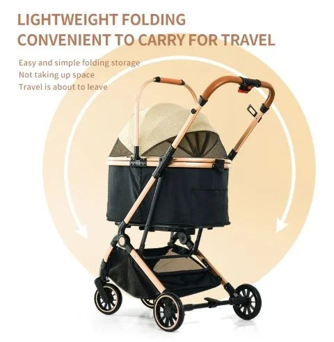 Luxury 3 Wheel Pet Stroller Detachable Carrier Dog Cat Carrier Outdoor Travel Trolley
