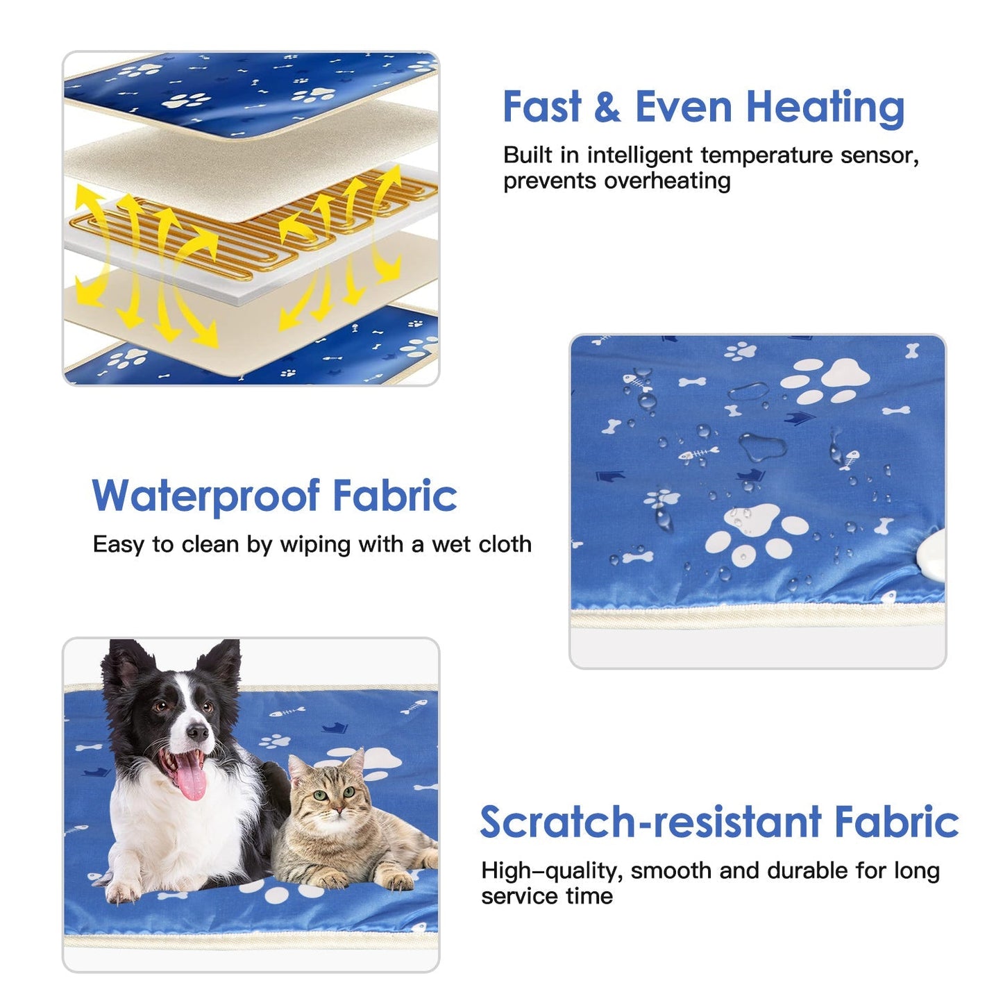 Pet Heating Pad Electric Dog Cat Heating Mat Waterproof Warming Blanket with 9 Heating Levels 4 Timer Setting Constan On Function Chewing-resistant S/ - ApexKin