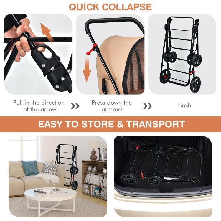 4-in-1 Double Pet Stroller with Detachable Carrier and Travel Carriage - ApexKin