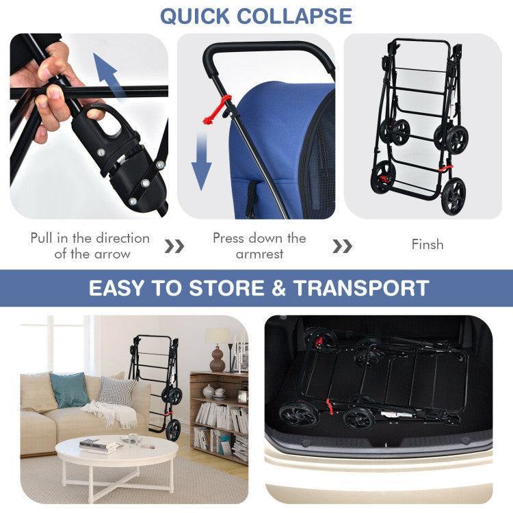 4-in-1 Double Pet Stroller with Detachable Carrier and Travel Carriage - ApexKin
