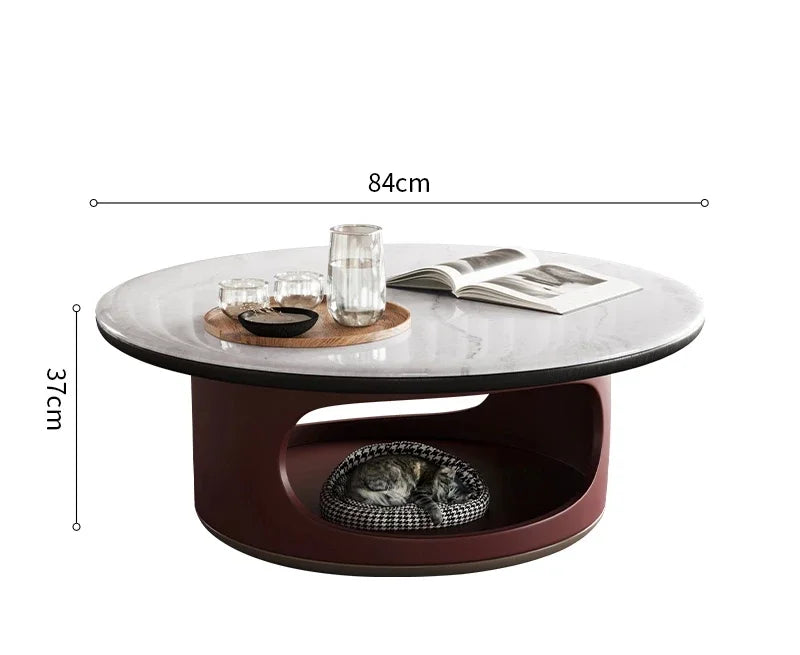 NNMicrocrystalline Stone Round Modern Simple Living Room Household Small Apartment Italian Light Luxury Pet Cat Nest Tea Table