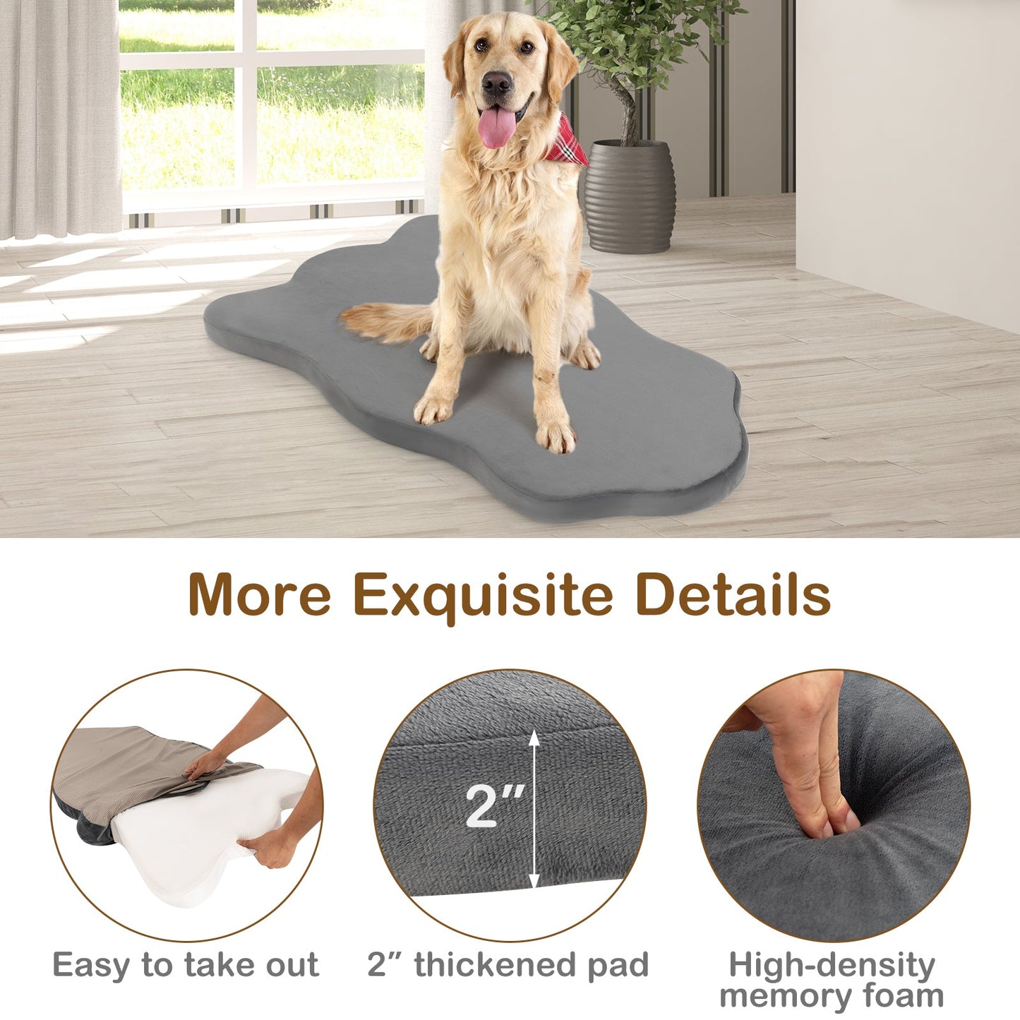 Orthopedic Dog Bed with Memory Foam Support for Large Dogs-Gray - ApexKin