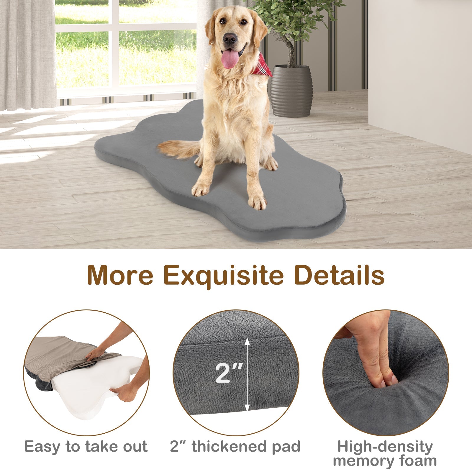 Orthopedic Dog Bed with Memory Foam Support for Large Dogs-Gray - ApexKin