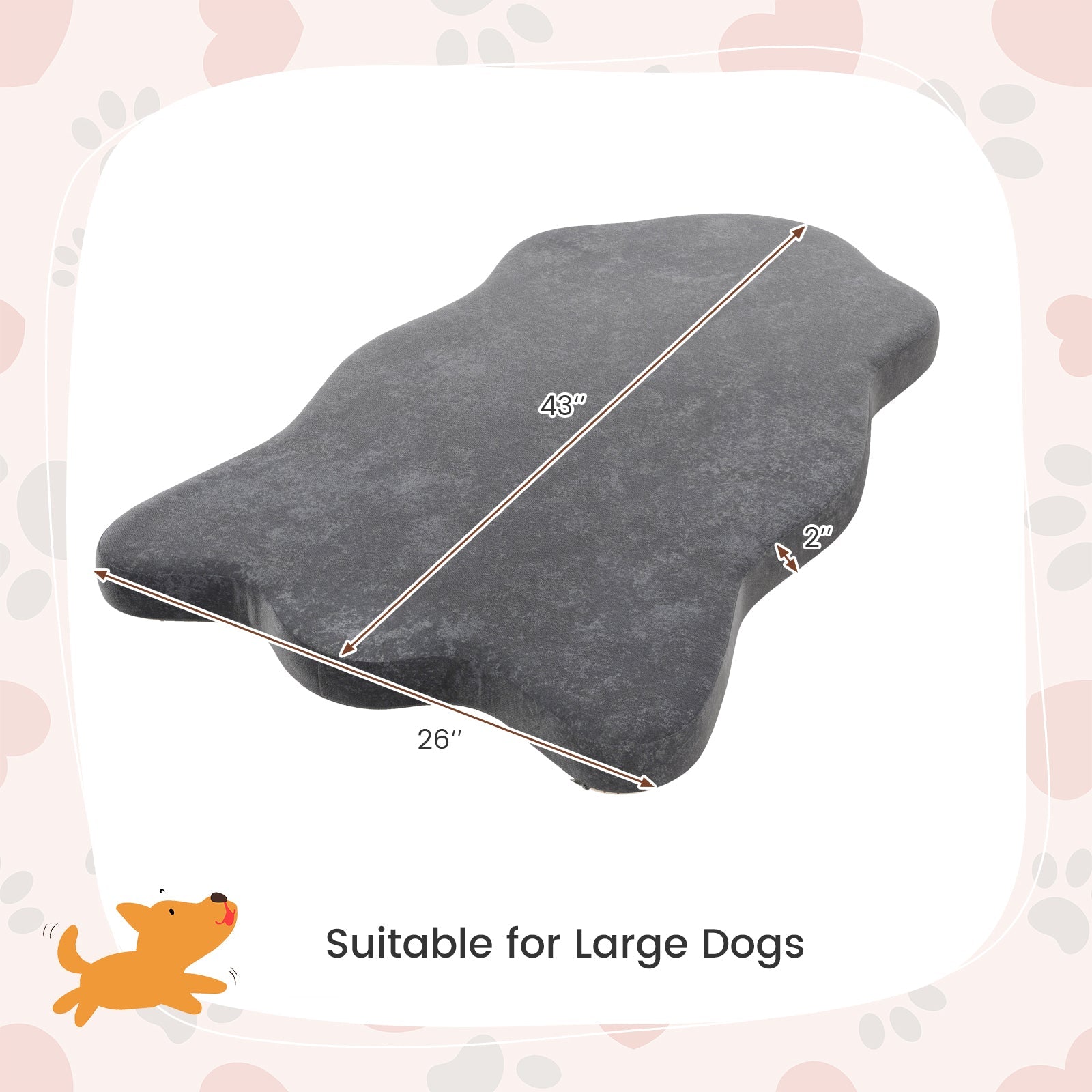 Orthopedic Dog Bed with Memory Foam Support for Large Dogs-Gray - ApexKin
