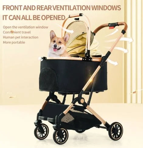 Luxury 3 Wheel Pet Stroller Detachable Carrier Dog Cat Carrier Outdoor Travel Trolley