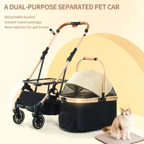 Luxury 3 Wheel Pet Stroller Detachable Carrier Dog Cat Carrier Outdoor Travel Trolley
