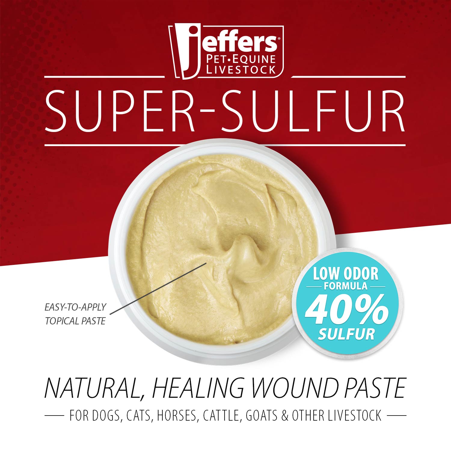 Jeffers Super-Sulfur Skin & Wound Healing Paste for Pets, Horses, & Livestock - ApexKin