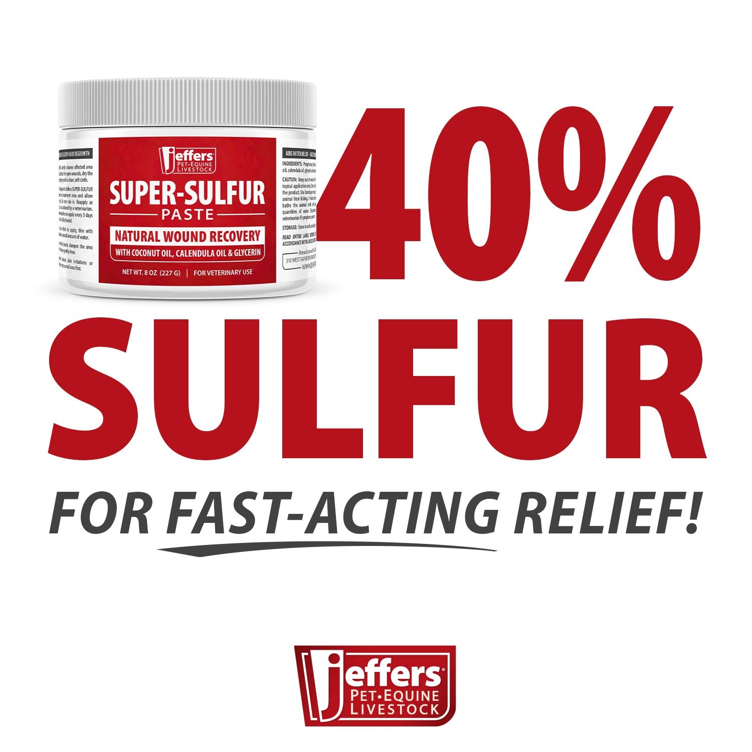 Jeffers Super-Sulfur Skin & Wound Healing Paste for Pets, Horses, & Livestock - ApexKin